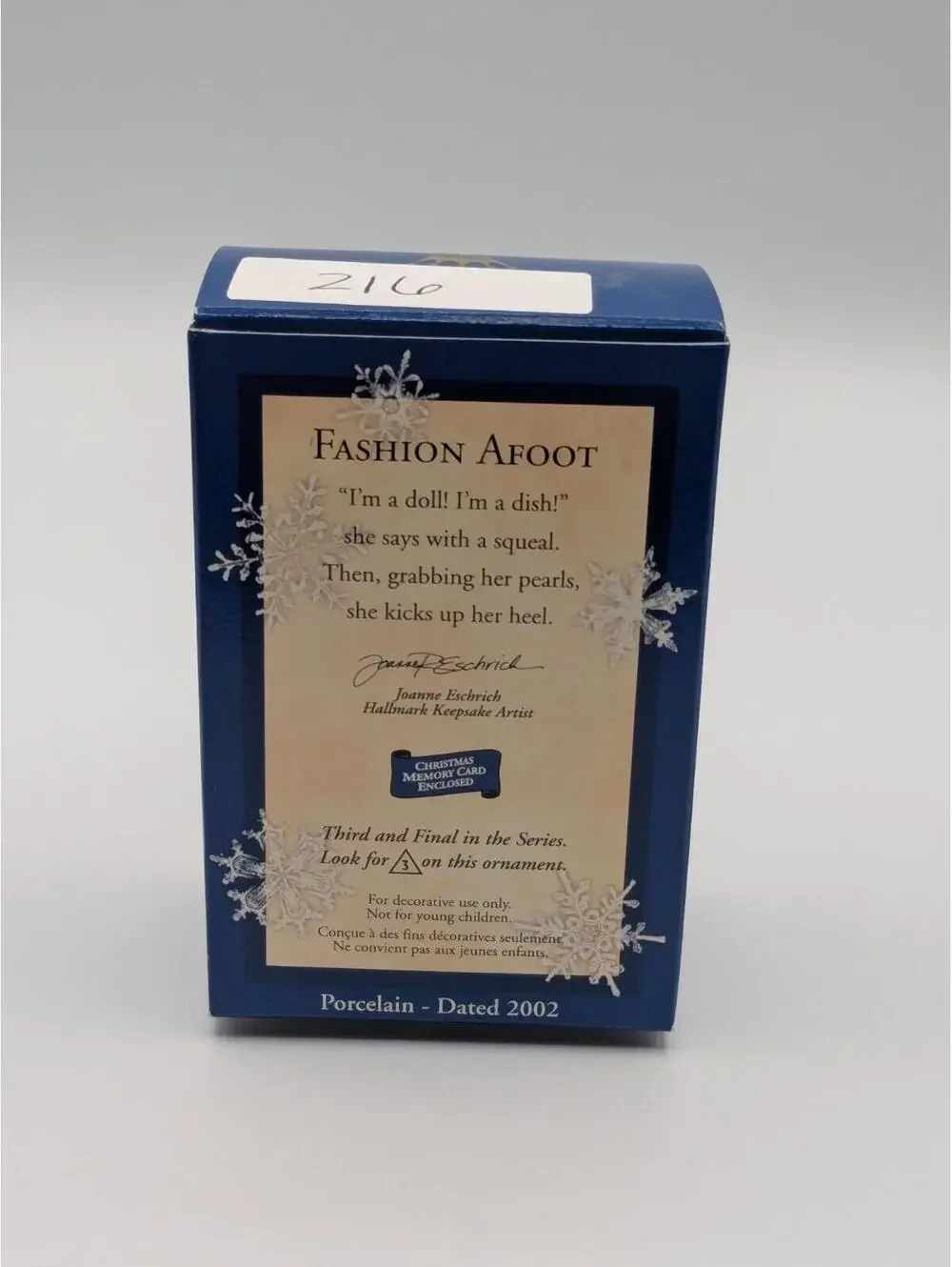Hallmark Keepsake Fashion Afoot 2002, 3rd Final in the Series Porcelain Ornament